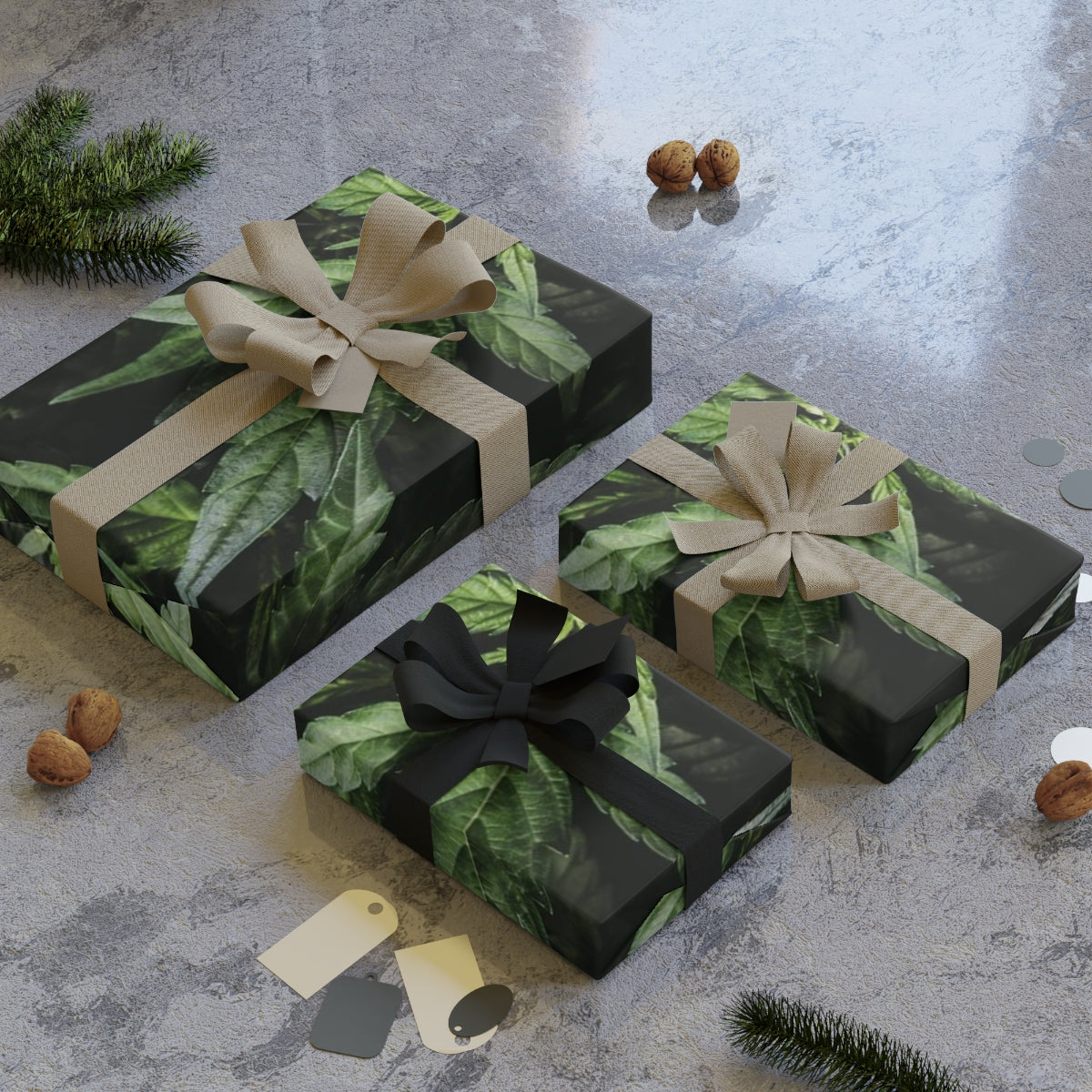Nature's Black tie Wrapping Paper Rolls, 1pc